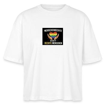 Human rights instead of right-wing people - Stanley/Stella Nova Women’s Boxy Organic T-Shirt - white - Front - Anna (173cm)