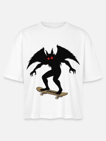 Mothman 1966 Skateboarding - Stanley/Stella Frauen Boxy Bio-T-Shirt Nova - Weiß
