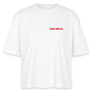 Spritzen Sie mit mir. - Stanley/Stella Frauen Boxy Bio-T-Shirt Nova - Weiß - Vorne - Anna (173cm)