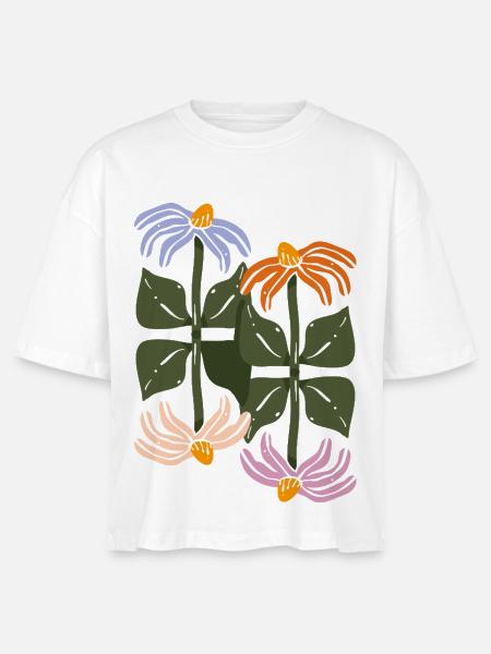 Vierblüten-Illustration - Stanley/Stella Frauen Boxy Bio-T-Shirt Nova - Weiß