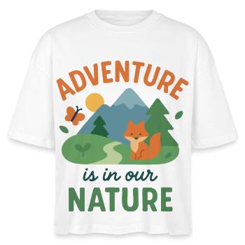 Nature adventure with fox and mountains - Stanley/Stella Nova Women’s Boxy Organic T-Shirt - white - Front - Anna (173cm)