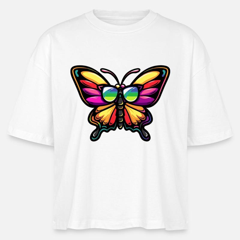 Butterfly Comic Cool - Stanley/Stella Nova Women’s Boxy Organic T-Shirt - white