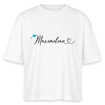 Maximilian Last name First name Calligraphy heart - Stanley/Stella Nova Women’s Boxy Organic T-Shirt - white - Front - Anna (173cm)