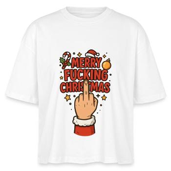 Middle Finger Merry Fucking Christmas - Stanley/Stella Nova Women’s Boxy Organic T-Shirt - white - Front - Anna (173cm)