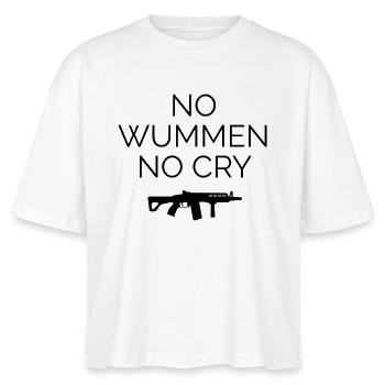 no wummen no cry Frieden Peace Krieg Statement - Stanley/Stella Frauen Boxy Bio-T-Shirt Nova - Weiß - Vorne - Anna (173cm)
