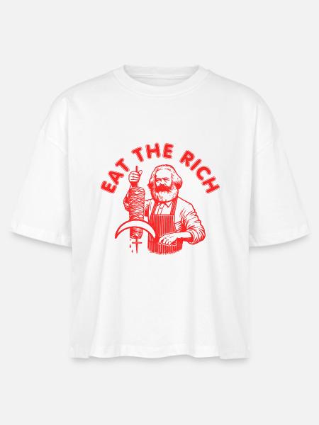 Eat the rich - Stanley/Stella Frauen Boxy Bio-T-Shirt Nova - Weiß