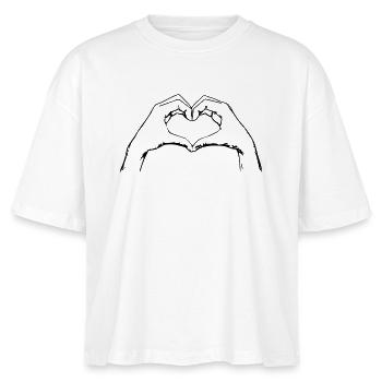 Finger Heart / Finger Herz / Love  Line Art Design - Stanley/Stella Frauen Boxy Bio-T-Shirt Nova - Weiß - Vorne - Anna (173cm)