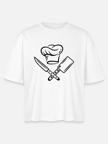 Kochen, Kochmütze mit Messer - Stanley/Stella Frauen Boxy Bio-T-Shirt Nova - Weiß