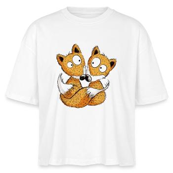 Fuchs Partner - Füchse - Team - Freundschaft - Stanley/Stella Frauen Boxy Bio-T-Shirt Nova - Weiß - Vorne - Anna (173cm)