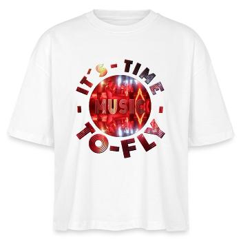 Neon music design with dance atmosphere party - Stanley/Stella Nova Women’s Boxy Organic T-Shirt - white - Front - Anna (173cm)