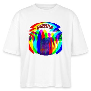 Silhouettes de surfeurs aux couleurs de l’arc-en-ciel - T-shirt bio NOVA Stanley/Stella Femme - blanc - Devant - Anna (173cm)