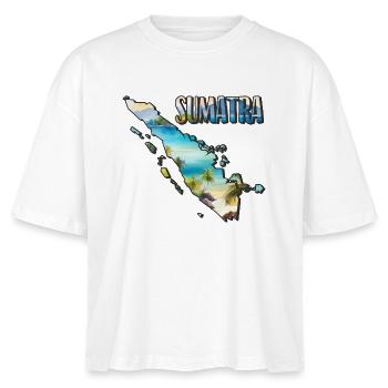 Aquarell Landkarte Sumatra - Stanley/Stella Frauen Boxy Bio-T-Shirt Nova - Weiß - Vorne - Anna (173cm)