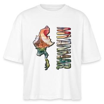 Watercolor Map Myanmar - Stanley/Stella Nova Women’s Boxy Organic T-Shirt - white - Front - Anna (173cm)