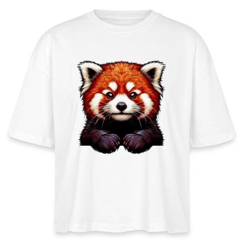 Rød panda - Stanley/Stella Nova økologisk T-shirt med boxy-snit til damer - hvid - Foran - Anna (173cm)