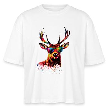 Deer, Antlers, Hunting, Deer, Reindeer, Red Deer, Hunter - Stanley/Stella Nova Women’s Boxy Organic T-Shirt - white - Front - Anna (173cm)