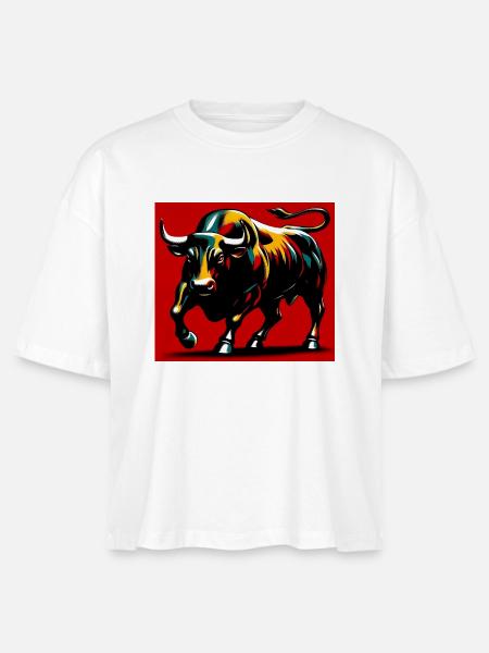 Stier - Stanley/Stella Frauen Boxy Bio-T-Shirt Nova - Weiß