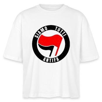 Siamo Tutti Antifa Antifascism Flag Icon - Stanley/Stella Nova Women’s Boxy Organic T-Shirt - white - Front - Anna (173cm)