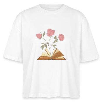 Floral Book Illustration Design - Stanley/Stella Nova Women’s Boxy Organic T-Shirt - white - Front - Anna (173cm)
