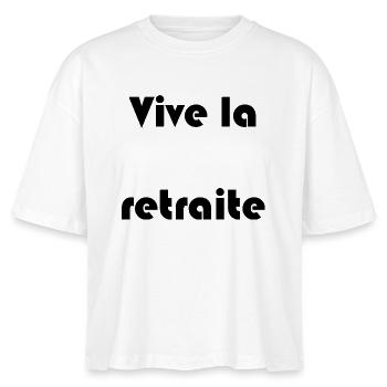 RUHESTAND. RUHESTAND. PENSIONIERT. RUHESTAND. ALLES GUTE ZUM RET. - Stanley/Stella Frauen Boxy Bio-T-Shirt Nova - Weiß - Vorne - Anna (173cm)