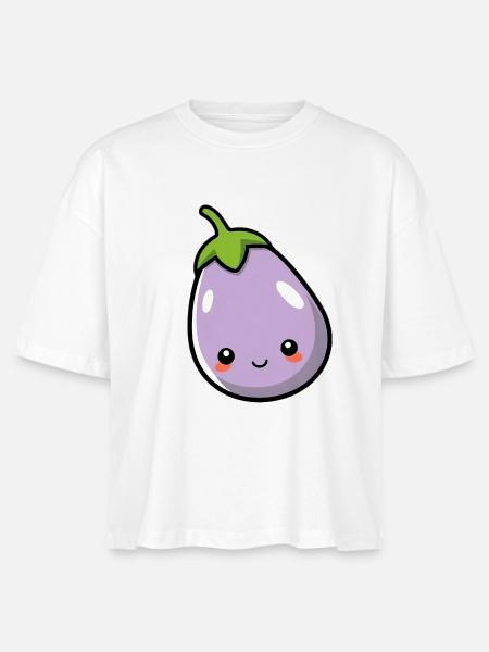 Aubergine - Stanley/Stella Frauen Boxy Bio-T-Shirt Nova - Weiß