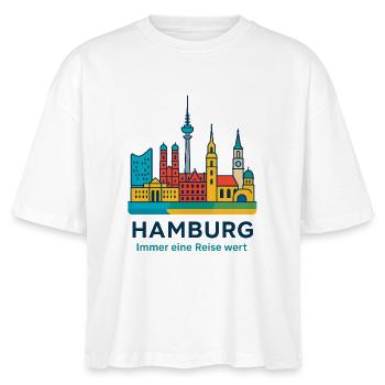 Hamburg Skyline Immer eine Reise wert - Stanley/Stella Frauen Boxy Bio-T-Shirt Nova - Weiß - Vorne - Anna (173cm)