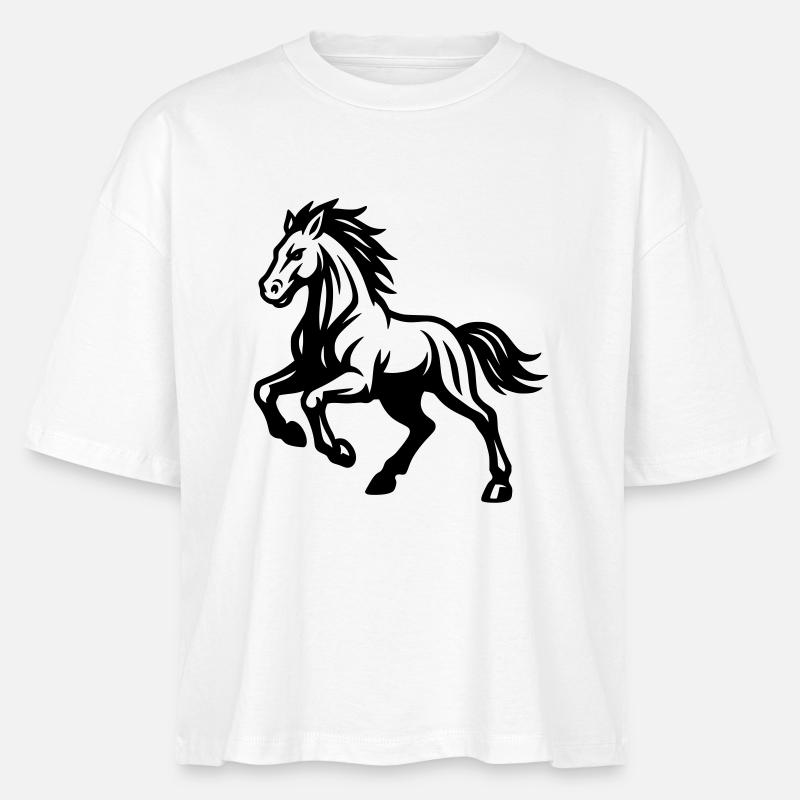 Pferd  - Stanley/Stella Frauen Boxy Bio-T-Shirt Nova - Weiß