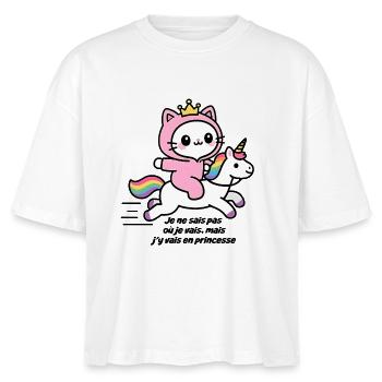 Chat rose sur licorne arc-en-ciel - T-shirt bio NOVA Stanley/Stella Femme - blanc - Devant - Anna (173cm)