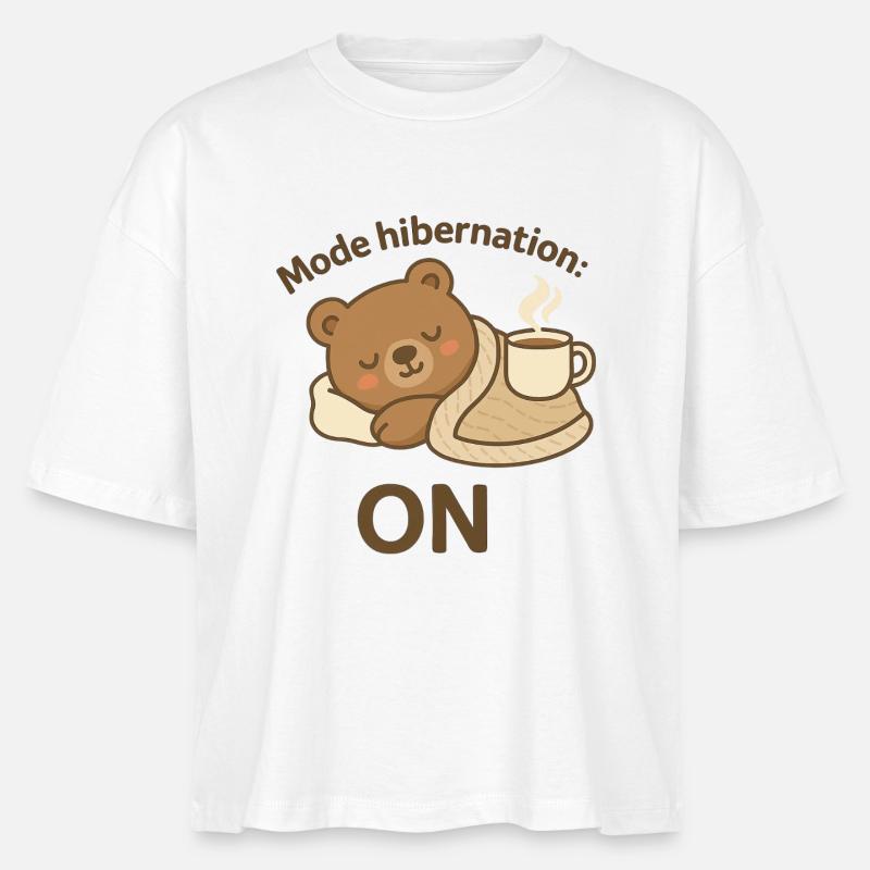 Winterschlafmodus: AN – Gemütlicher Winterbär - Stanley/Stella Frauen Boxy Bio-T-Shirt Nova - Weiß