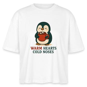 Cuddly penguin with hot cup - Stanley/Stella Nova Women’s Boxy Organic T-Shirt - white - Front - Anna (173cm)