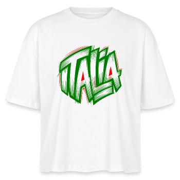 Italia Graffiti grün-rot - Stanley/Stella Frauen Boxy Bio-T-Shirt Nova - Weiß - Vorne - Anna (173cm)