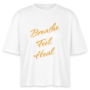 B r e a t h e. Feel. Heal. – Breathwork Mantra - Stanley/Stella Nova Women’s Boxy Organic T-Shirt - white - Front - Anna (173cm)