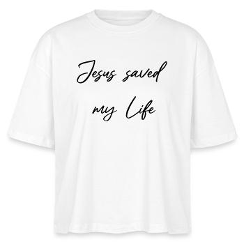 Jesus saved my Life - Errettet aus Gnade  - Stanley/Stella Frauen Boxy Bio-T-Shirt Nova - Weiß - Vorne - Anna (173cm)