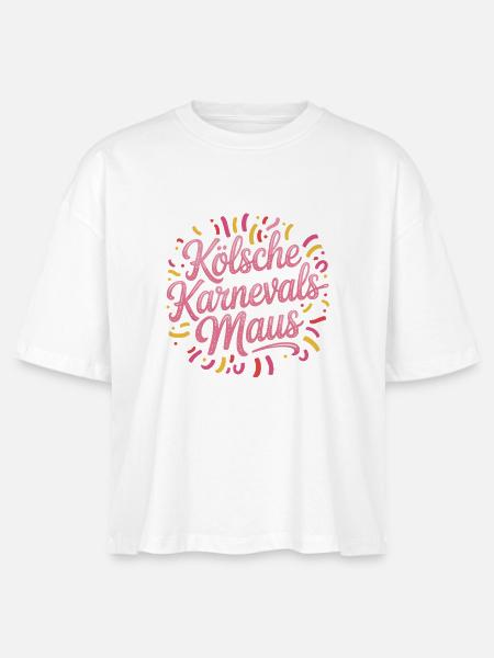 Kölsche Karnevalsmaus Karneval Köln Kölner Maus - Stanley/Stella Frauen Boxy Bio-T-Shirt Nova - Weiß