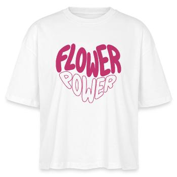 Flower Power Pink Font Design - Stanley/Stella Nova Women’s Boxy Organic T-Shirt - white - Front - Anna (173cm)