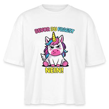 Bevor Du Fragst Nein Einhorn - Stanley/Stella Frauen Boxy Bio-T-Shirt Nova - Weiß - Vorne - Anna (173cm)