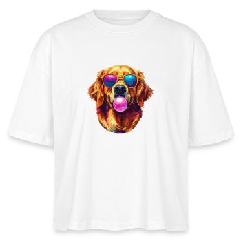 Pop-Art Golden Retriever Portrait - Stanley/Stella Frauen Boxy Bio-T-Shirt Nova - Weiß - Vorne - Anna (173cm)