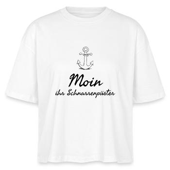 Moin plattdeutsches Schimpfwort mit Anker - Stanley/Stella Frauen Boxy Bio-T-Shirt Nova - Weiß - Vorne - Anna (173cm)