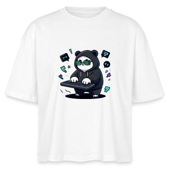 Panda Hacker in Neon Hoodie - Stanley/Stella Nova Women’s Boxy Organic T-Shirt - white - Front - Anna (173cm)