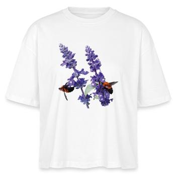 Vibrant_Salvia_Farinacea_-_Bumblebees - Stanley/Stella Frauen Boxy Bio-T-Shirt Nova - Weiß - Vorne - Anna (173cm)