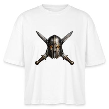 Emblem des mittelalterlichen Ritterhelms - Stanley/Stella Frauen Boxy Bio-T-Shirt Nova - Weiß - Vorne - Anna (173cm)