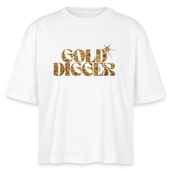 Gold Digger Glitter Text - Stanley/Stella Nova Women’s Boxy Organic T-Shirt - white - Front - Anna (173cm)