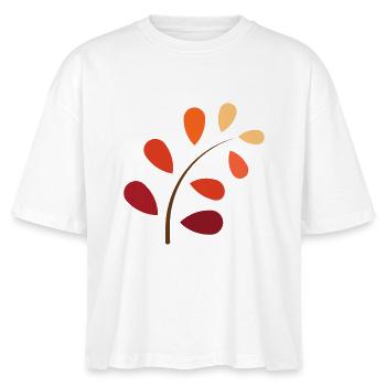 Herbstzweig mit Farbverlauf – Natürlich schön - Stanley/Stella Frauen Boxy Bio-T-Shirt Nova - Weiß - Vorne - Anna (173cm)