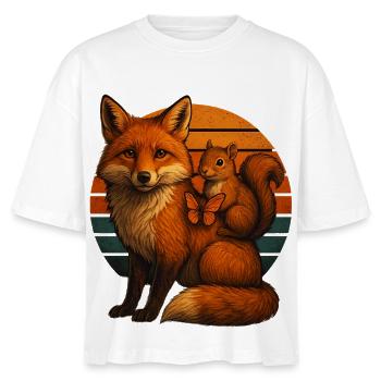 Fuchs Eichhörnchen Retro Tierfreunde - Stanley/Stella Frauen Boxy Bio-T-Shirt Nova - Weiß - Vorne - Anna (173cm)