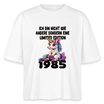 Limited Edition 1985 Fødselsdag Født 1985 - Stanley/Stella Nova økologisk T-shirt med boxy-snit til damer - hvid - Foran - Anna (173cm)