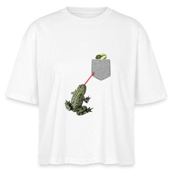 Froschzunge, die nach Kaulquappe in Ihrer Tasche greift - Stanley/Stella Frauen Boxy Bio-T-Shirt Nova - Weiß - Vorne - Anna (173cm)