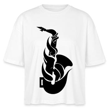 Cartoon Saxophone - Stanley/Stella Nova Women’s Boxy Organic T-Shirt - white - Front - Anna (173cm)