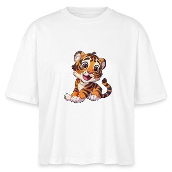 Cute tiger puppy for animal lovers - Stanley/Stella Nova Women’s Boxy Organic T-Shirt - white - Front - Anna (173cm)