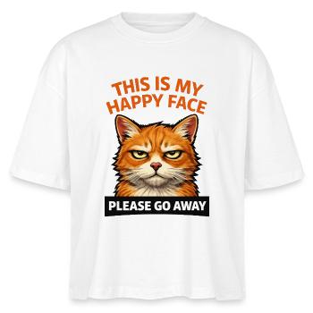 Angry Cat Please Go Away Humor - Stanley/Stella Nova Women’s Boxy Organic T-Shirt - white - Front - Anna (173cm)