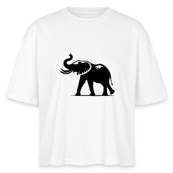 Elefant Porträt mit Rüssel mit Stoßzähnen - Stanley/Stella Frauen Boxy Bio-T-Shirt Nova - Weiß - Vorne - Anna (173cm)