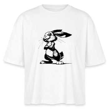 Rabbit Portrait Sketch with Big Ears - Stanley/Stella Nova Women’s Boxy Organic T-Shirt - white - Front - Anna (173cm)